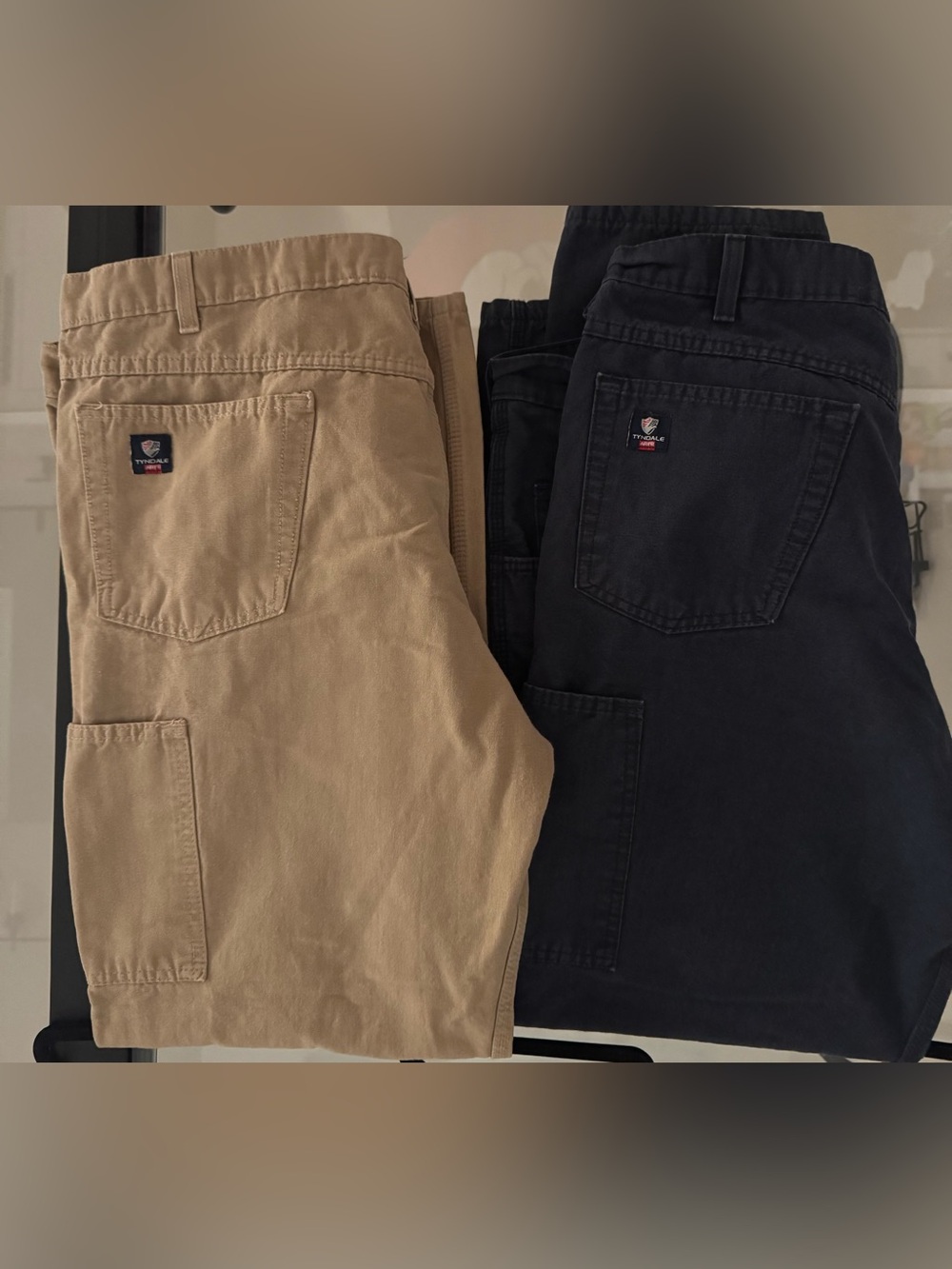 Men's Tyndale Flame Res. Navy & Tan Cargo Work Pant Classic Straight Fit 38 x 32